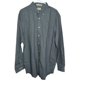 Ll Bean Men’s Wrinkle Resistant Button Front Check Blue Shirt Large Tall EUC